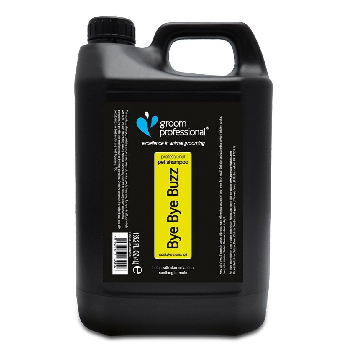 GROOM PROFESSIONALBye Bye Buzz Dog Shampoo - Flea Shampoo for Dogs - Dog Shampoo for Itchy Skin - Conditions & Soothes Skin - Relieves Skin Irritations - Deep Cleansing Formula, 4 Litre