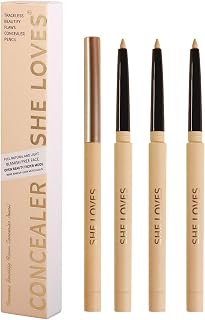 Joyeee Concealer Pencil for Eyebrows, 4 Pro Concealer Contour Pencil with Pencil Sharpener, White Natural Under Eye Concealer for Dark Circles, Acne, Spots, Scar, Hide and Fight Blemishes