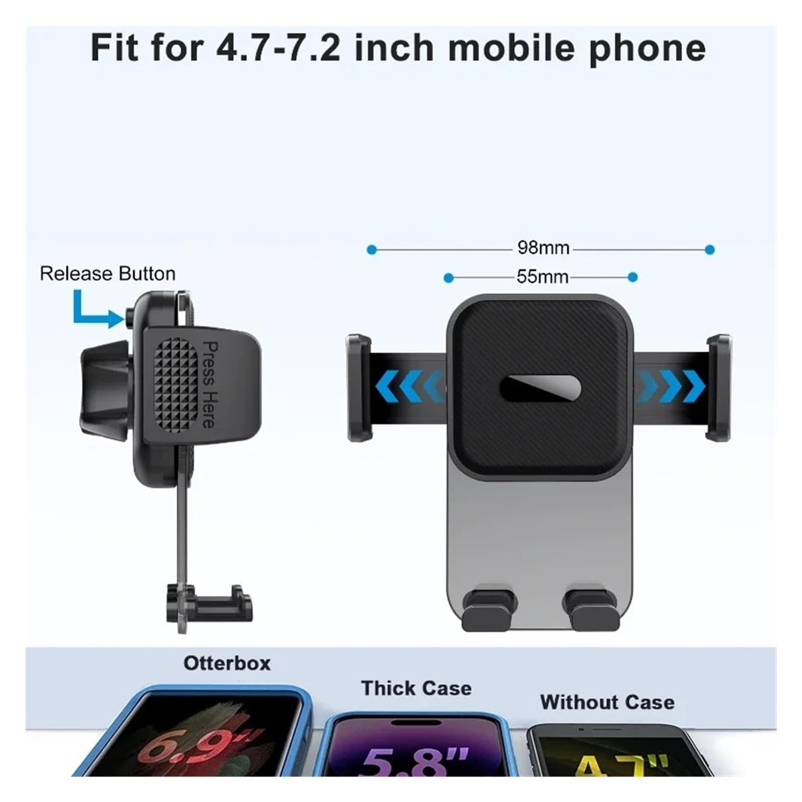 Supporto for cellulare da auto for smartphone | Supporto mobile for parabrezza da cruscotto for telefoni da 4,7-7 pollici(C)