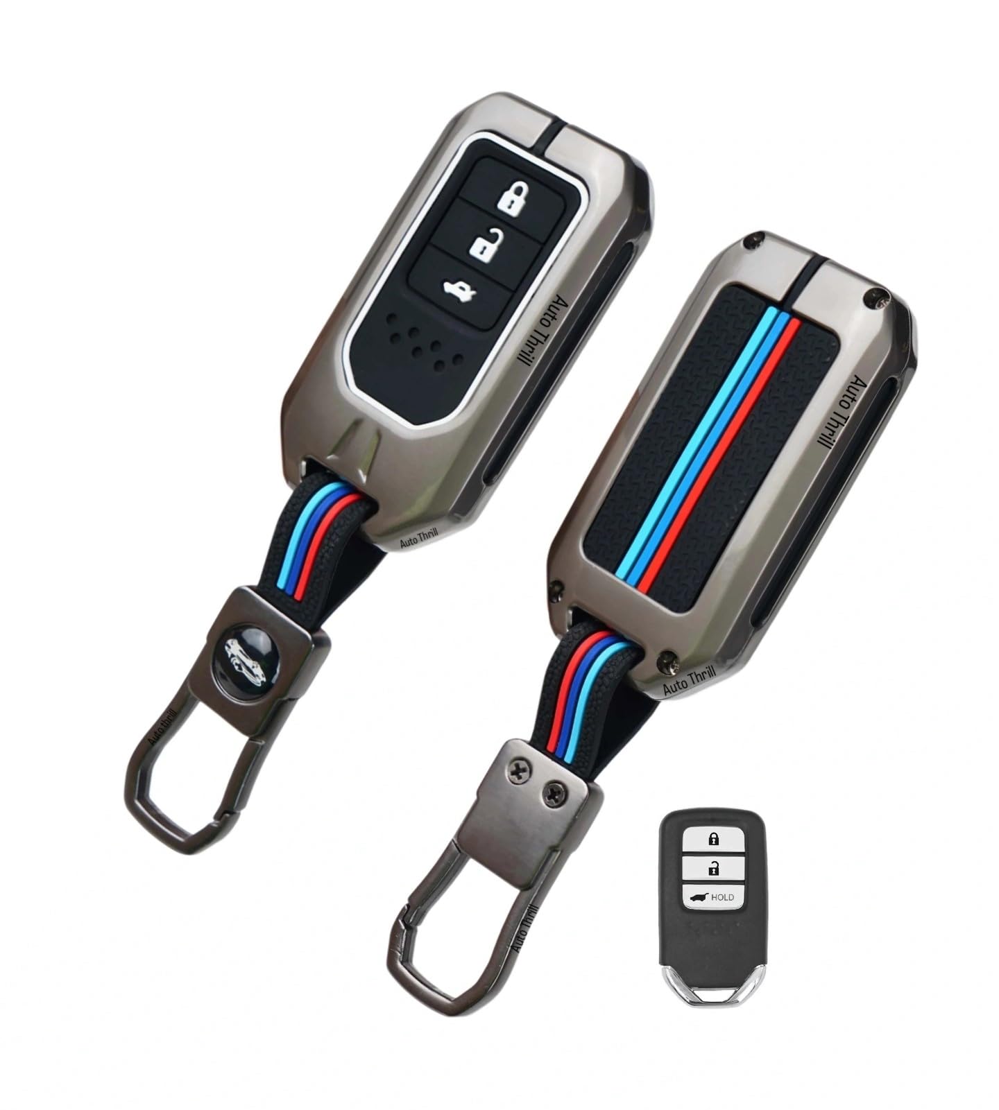 Auto thrill Premium Metal Silicon Key Cover with Glow Compatible for Honda BRV, WRV, CRV, Jazz, City 2 Button-image-17