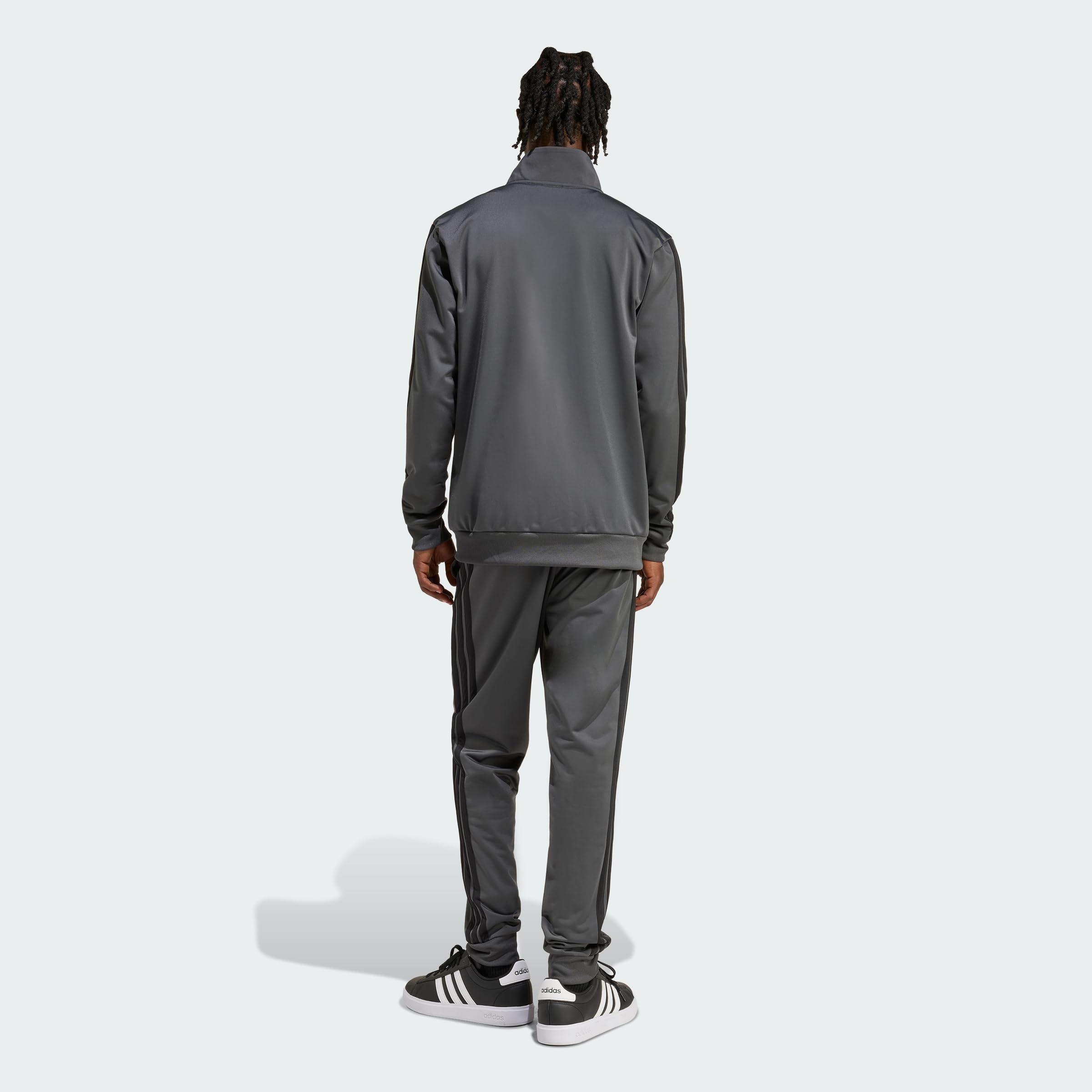 adidas heren SPORTSWEAR BASIC 3 STRIPES TRICOT TRACKSUIT, grey six, M Tall