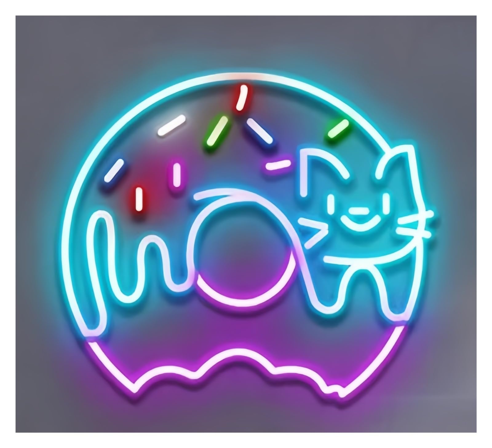 Shouxi H Sign Lamp Sweet Donuts Neon Sign Food Bakery Dessert Kitchen Decor Coffee Shop Restaurant Decoration Welcome Sign(,55Cm)