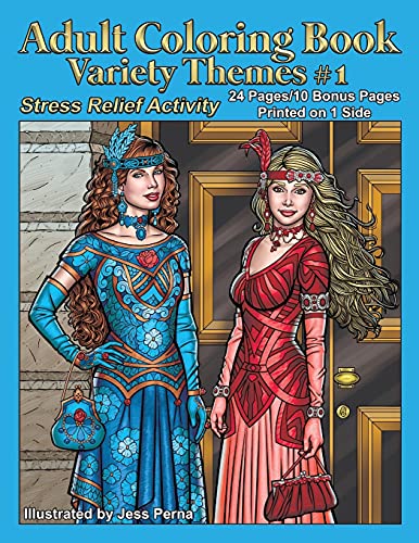 Adult Coloring Book Variety Themes #1: Stress Relief Activity