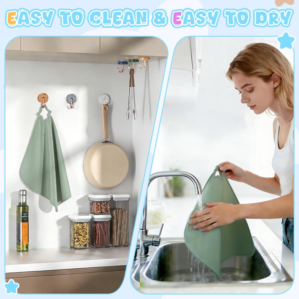 2 Piezas Manteles de Silicona para Bebé, Mantel Individual Infantil, steras de Alimentos portátiles Resistentes, Lavable Antideslizante Portátil Sin BPA Resistente a La Suciedad, Azul/Verde