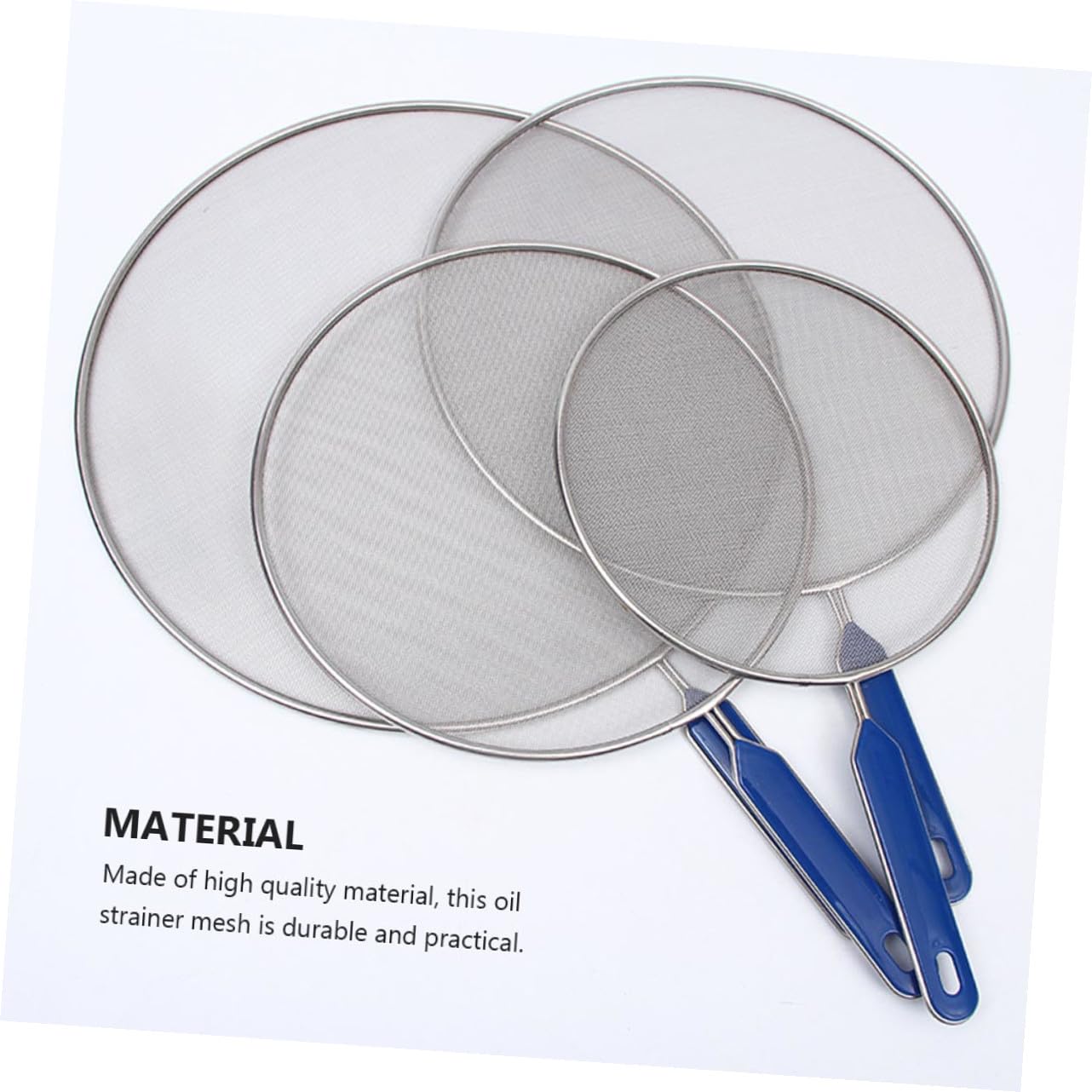 Tapa Antisalpicaduras de Acero Inoxidable Azul para Cocina, Práctica Cubierta Antiderrames para Sartén, Pack de 4 Piezas Adecuado para Cocinar sin Ensuciar