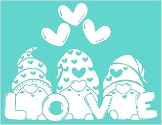 YeulionCraft Valentine's Day Theme Silk Screen Printing Stencil, Reusable Mesh Transfer Stencil Festival Painting DIY on Wood Home Decor, gnome Love