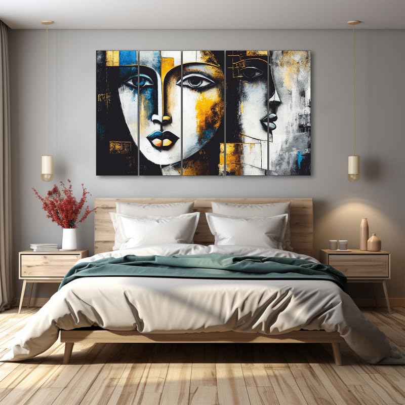 Image of The Castle Decor Woman abstract painting with frame Big Size 36x60 Wall art for living room,Bedroom,Drawing room,Hotels-Wooden Framed-301