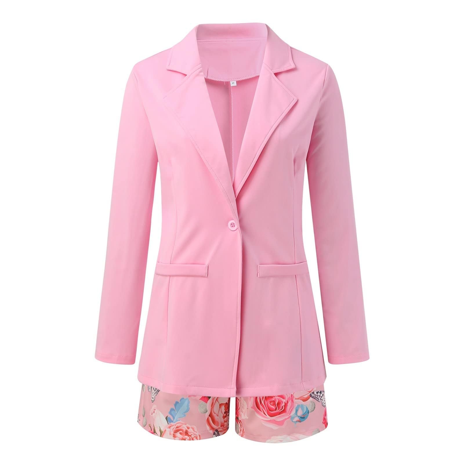 NUSGEAR Traje de 2 Piezas Mujer Moda Blazer y Pantalones Cortos verano Otoño Slim Fit Elegante Negocios Oficina Fiesta Cena Estampado floral Casual Traje Chaqueta cómodo Conjunto Blazer De Conjuntos
