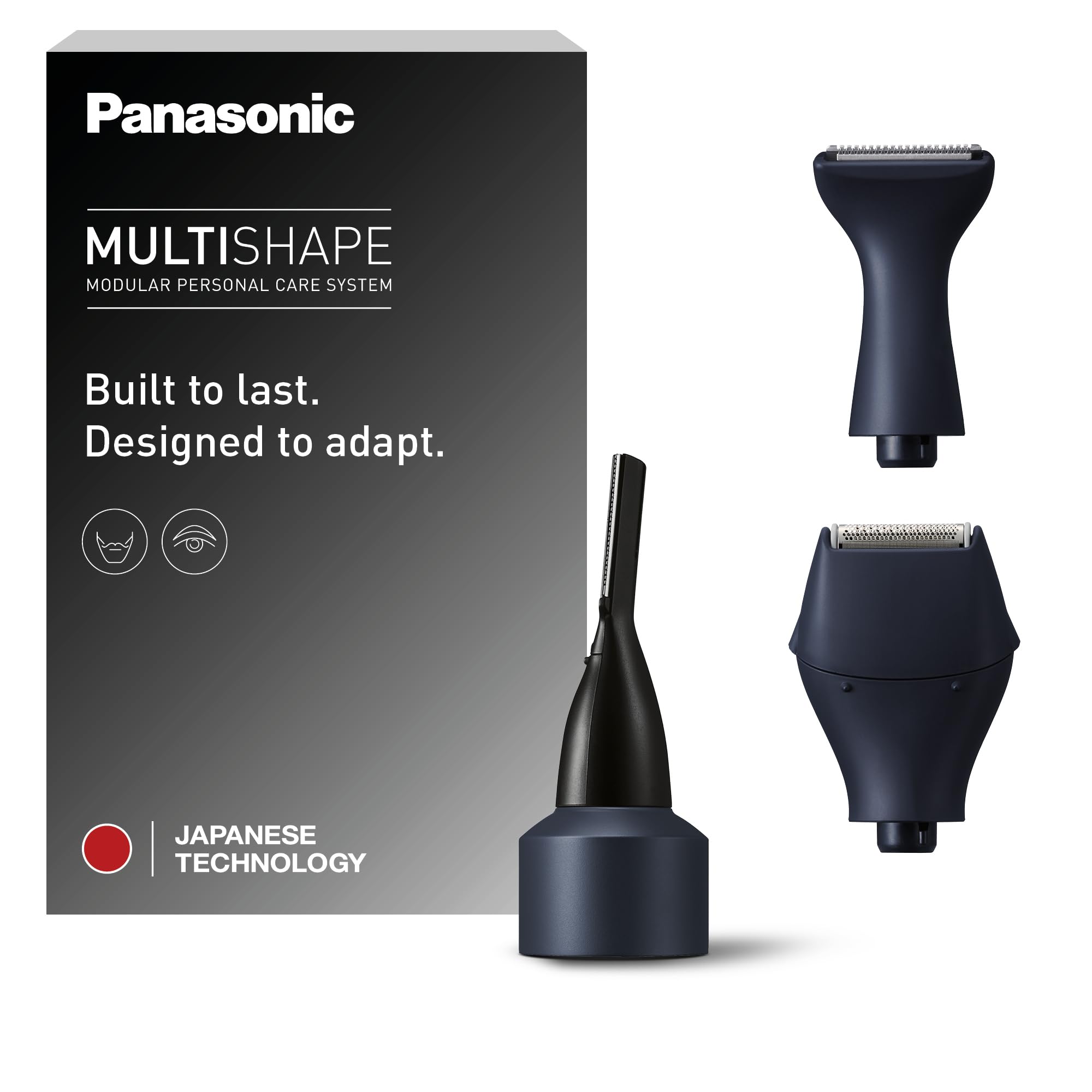 Panasonic ER-CDT1-A301 MULTISHAPE [Sistema Modulare per la Cura della Persona] Set di Accessori per Rasatura/Taglio Capelli, Regolabarba e Sopracciglia, Rasoio per Dettagli, Nero