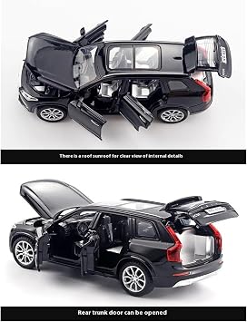 Scale Diecast Model 1 32 For Volvo XC90 SUV Car Model Die-cast Metal Model Sound And Light Pull Back Toy Collection Display Pre-Built Model Motor Vehicles(Red)