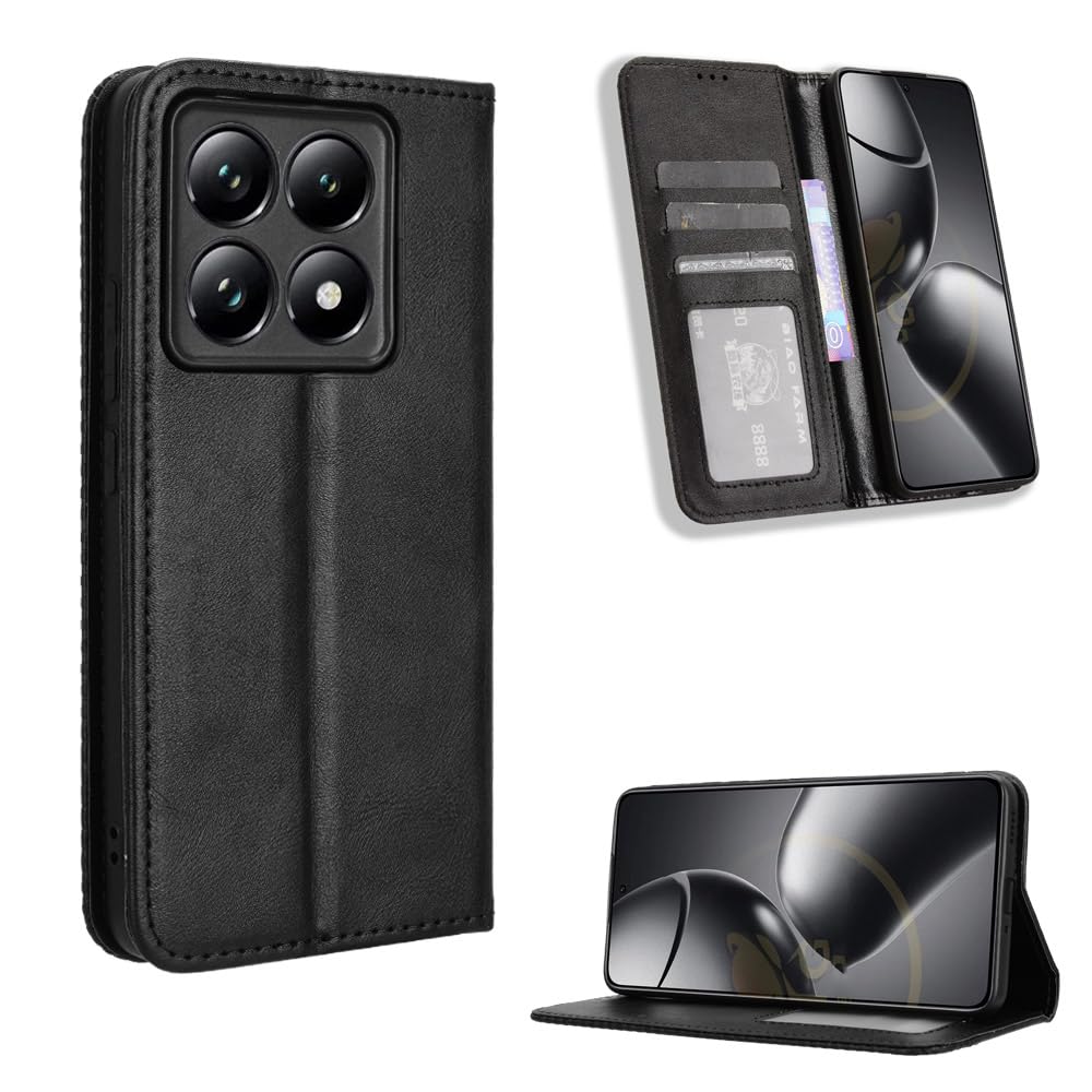 WBWONE Custodia A Libro Per Xiaomi 14T Pro 5G – Pelle PU Con Farfalla 3D, Portafoglio E Stand, Rosa Oro
