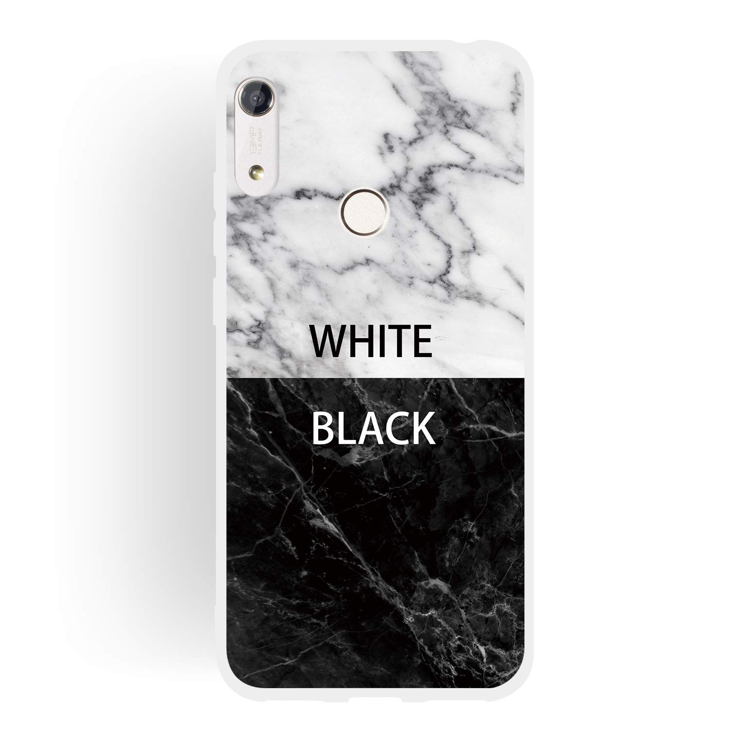 HopMore 3X Marmo Cover per Honor 8A / Huawei Y6 2019 Silicone Morbido Disegni Marble Bianca Custodia