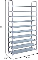 Vista 10 de Songmics ULSR10G organizador de 10 estantes para zapatos, 50 pares, tela no tejida, gabinete organizador en torre