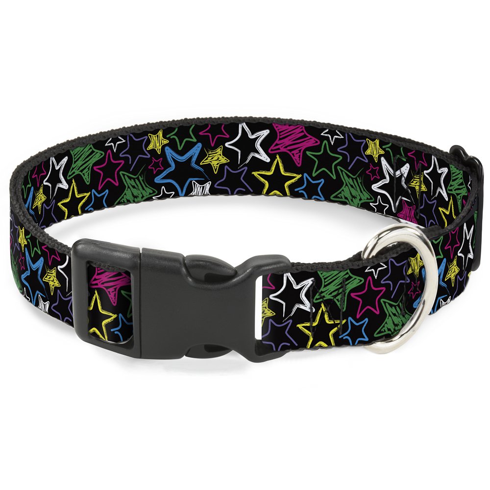 Collier clip plastique étoiles Buckle Down pour chien moyen