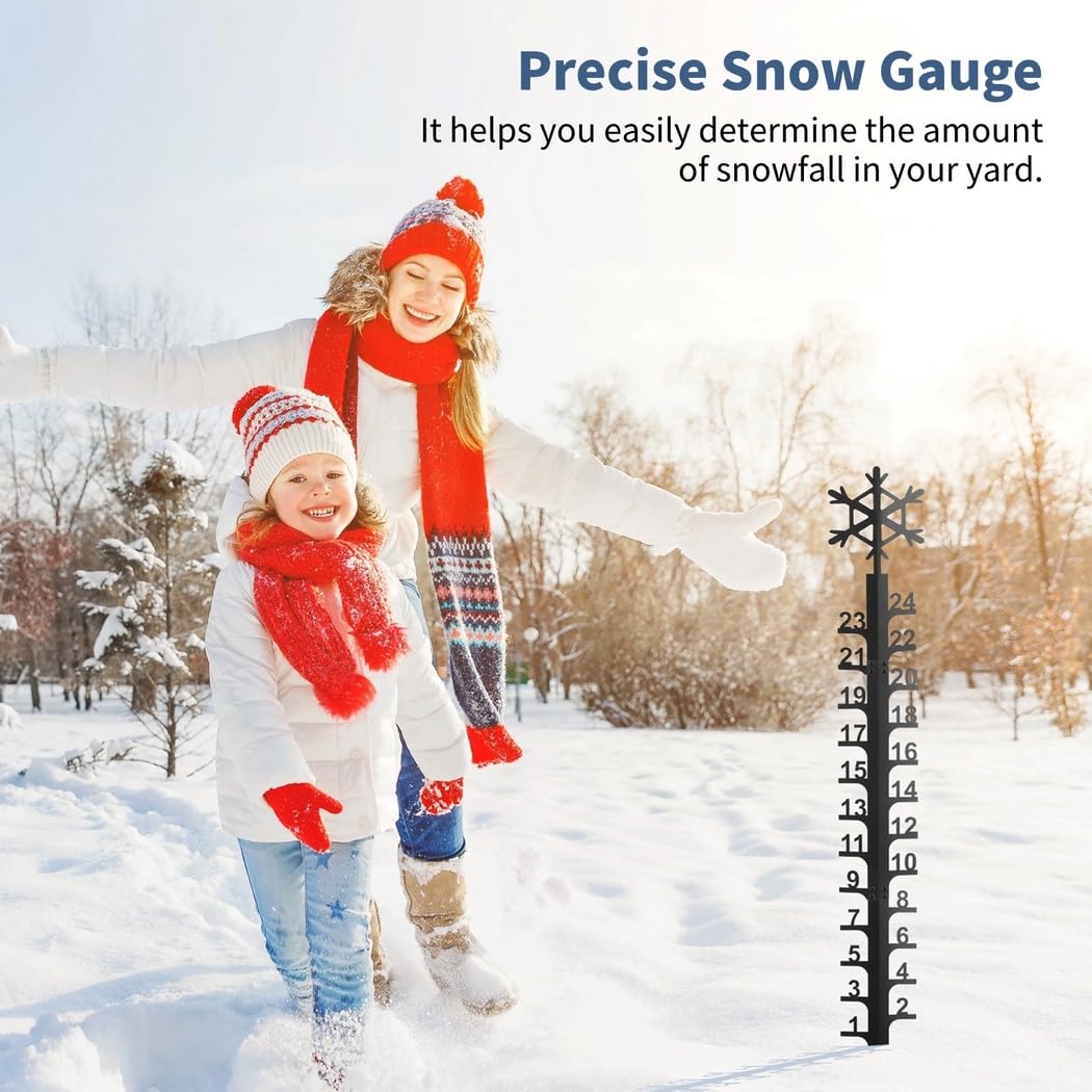Pluviomètre à Neige, 60 cm, jauge de Mesure de Chutes de Neige, bâton de Mesure de Flocons de Neige d'hiver, règle à Neige en métal, décoration extérieure pour Jardin, Cour, terrasse