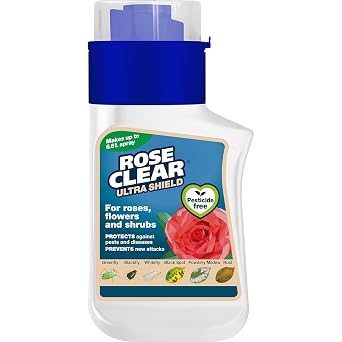 RoseClear Ultra Shield 200ml | Patent-Pending Pesticide-Free Plant Protection | Defends Roses & Shrubs Against Aphids, Rust & Black Spot | Concentrated Formula Makes 6.6L | Bee & Pet Safe Garden Care