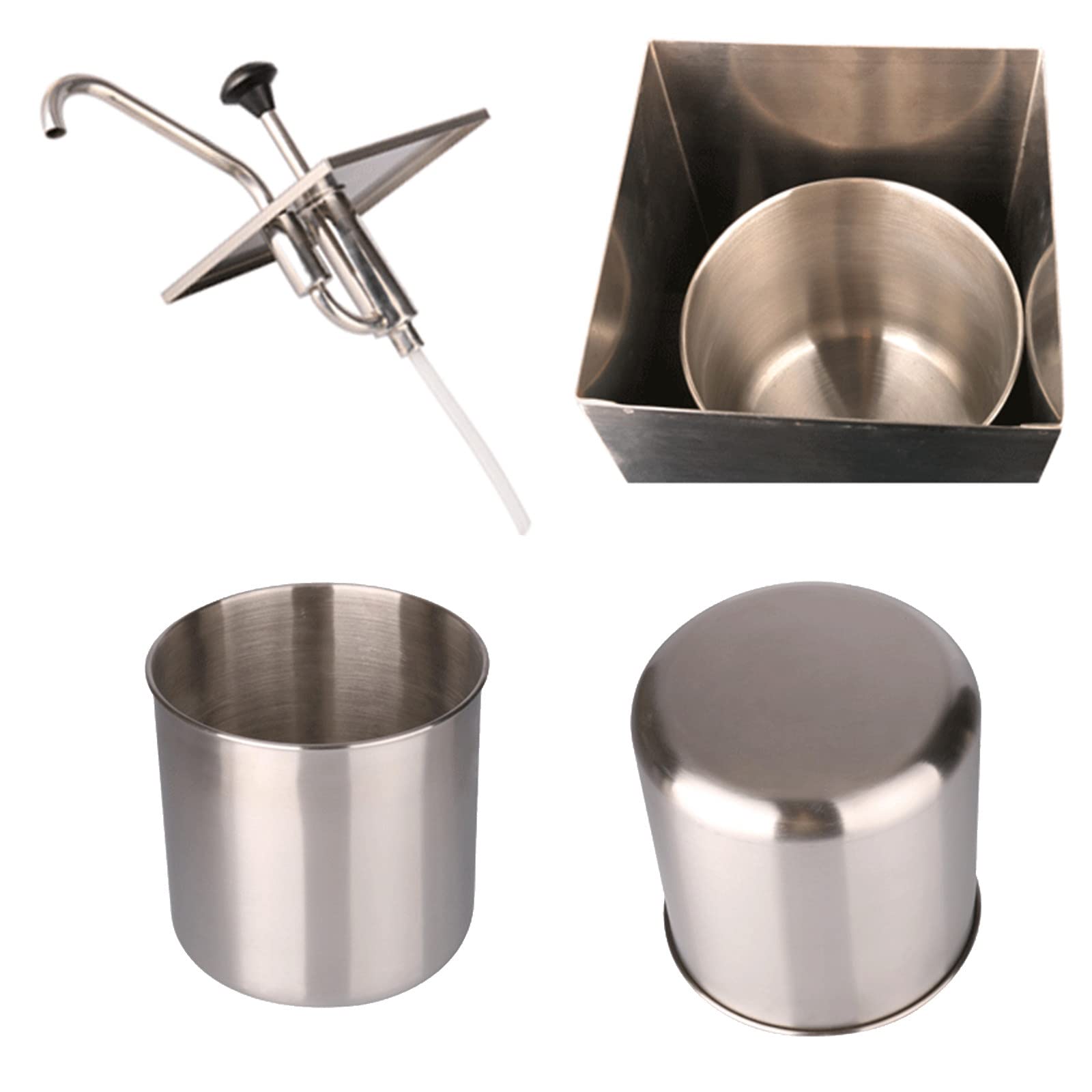 Dispensador de Salsa, Estación de Bomba de Condimentos de Acero Inoxidable, Herramienta Dispensadora de Condimentos Exprimir para Especias,Tomate,Mostaza,Mermelada,Ensalada,1pump
