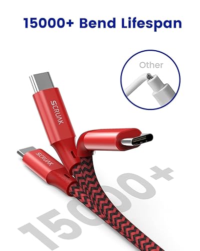 Miniatura 5 de SCRUAK Cable de carga extra largo para iPhone de 16 pies, certificado MFi Cable USB C a Lightning de 16 pies, cable de carga rápida de nailon