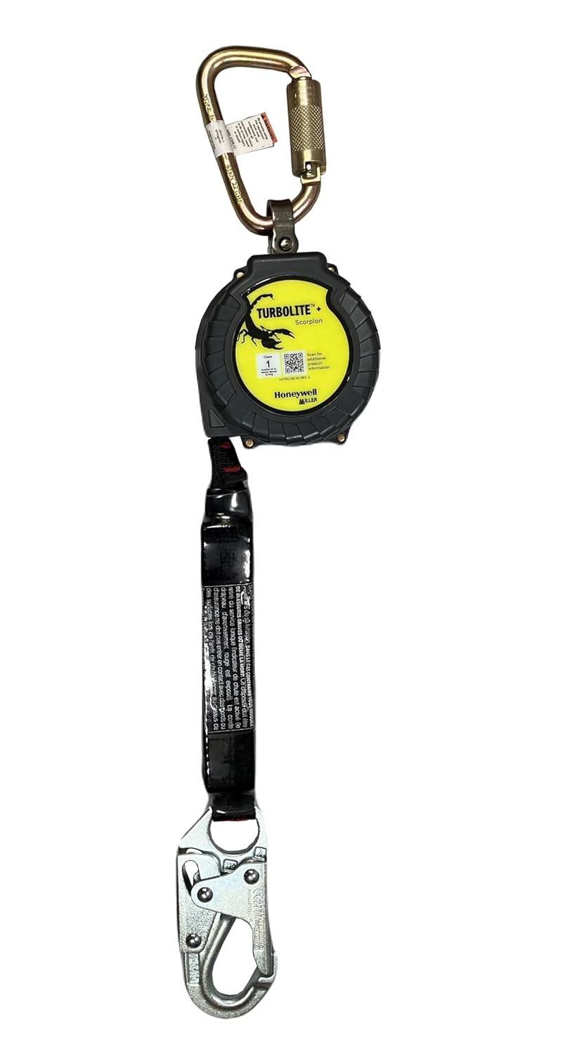 Miller Personal Fall Limiter: Steel Snap Hook Anchor, Harness Steel Carabiner, 9 ft Line (MTL-OHS1-01/9FT)