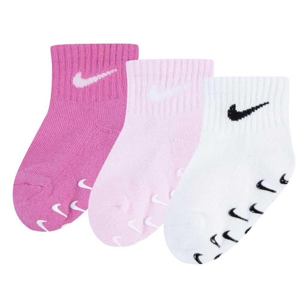 Nike Baby 3Pk Gripper Qtr S Socks, Magic Flamingo, 12/24 Months