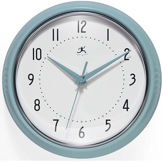 Infinity Instruments Retro 9 . 5 Inch Round Indoor Wall Clock, Baby Blue product image