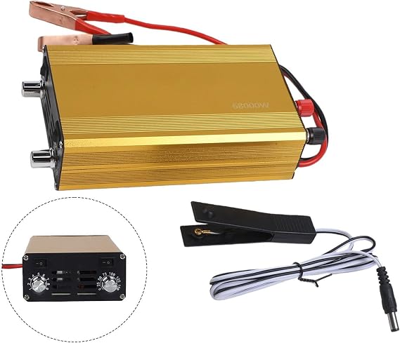 Eawfgtuw Electro Fishing Inverter 12V to 300V Converter, 68000W for Peak Power Supply with For Fan and Copper Clamps, High Voltage DC/AC Kit for Single or Mixed for frequency Operation(A)