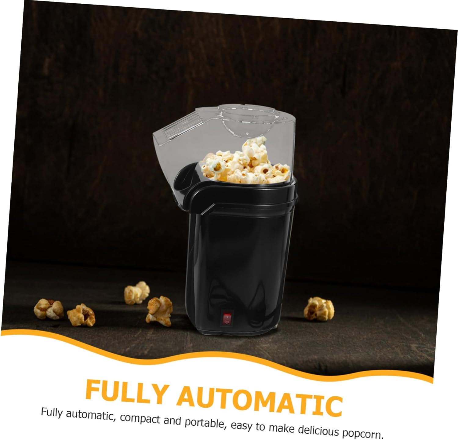 Garneck Automatic Hot Air Popcorn Machine Electric Kernel Corn Maker for Home Movie Nights Party Black Compact Portable Popcorn No Oil Healthy Snack Maker with Scoop for Adults