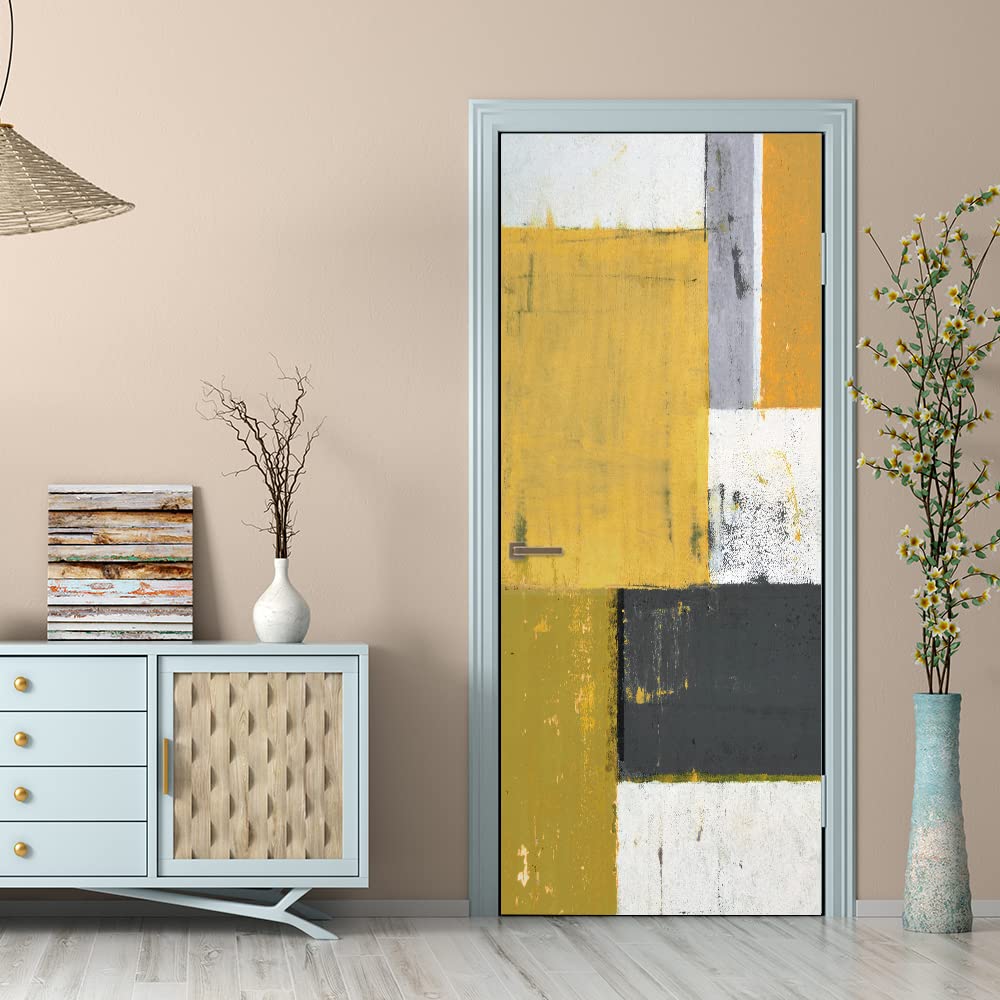 Adesivi per Porte Interne Grigio Antracite Giallo Adesivi per Porte PVC Adesivi Porte Interne Autoadesivin Adesivo Porta Interna Rimovibili Adesivo Porta Casa Arredamento Carta Bagno 77x200cm