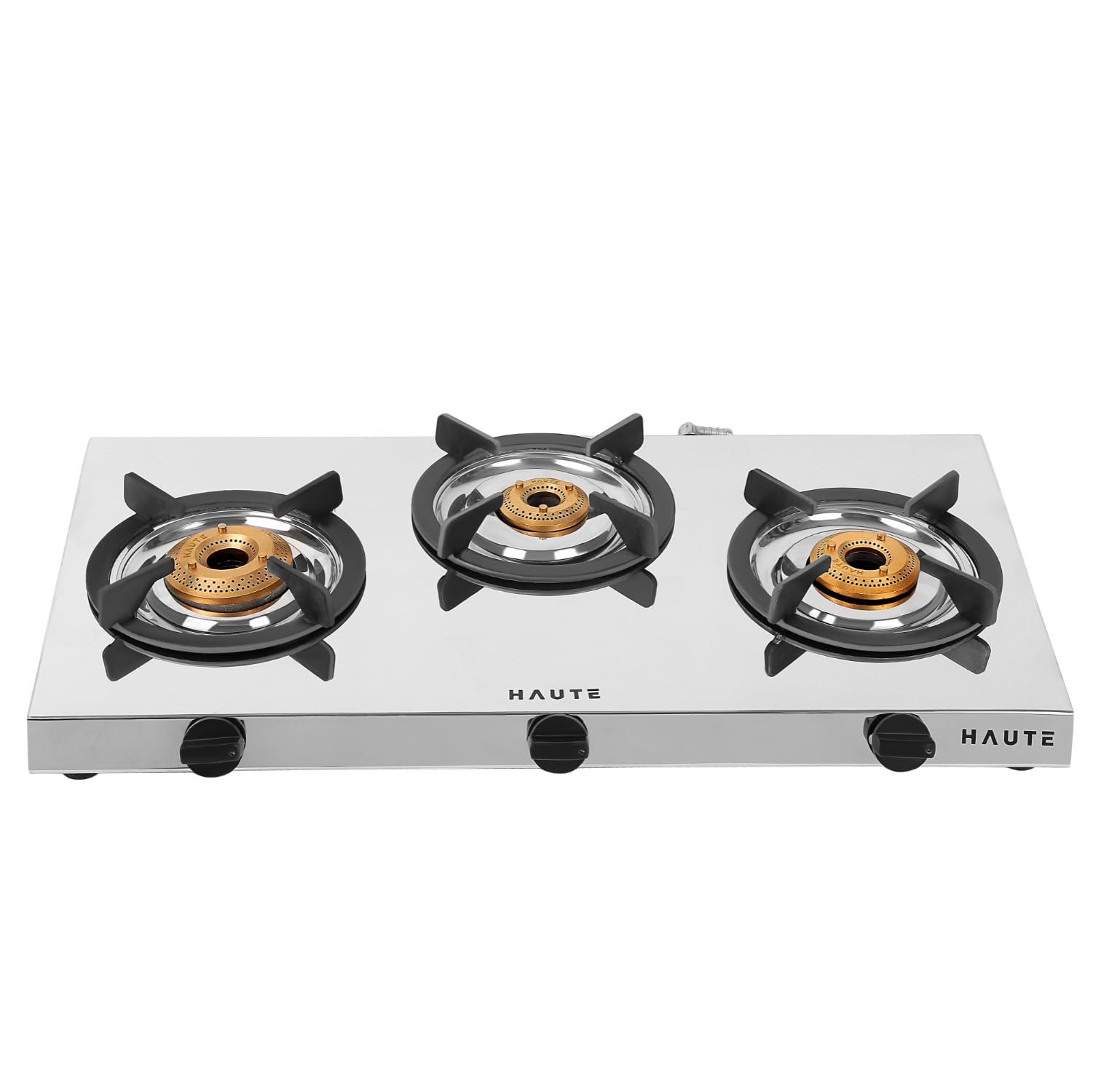 Haute Kitchen Essencia Series 3 Burner Stainless Steel | Manual Gas Stove | 1 Jumbo 1 Medium 1 Small Brass Burner Freestanding 3 years warranty on Burner, Valves By Haute Home (B0CZLGZ6QC) Amazon Price History, Amazon Price Tracker