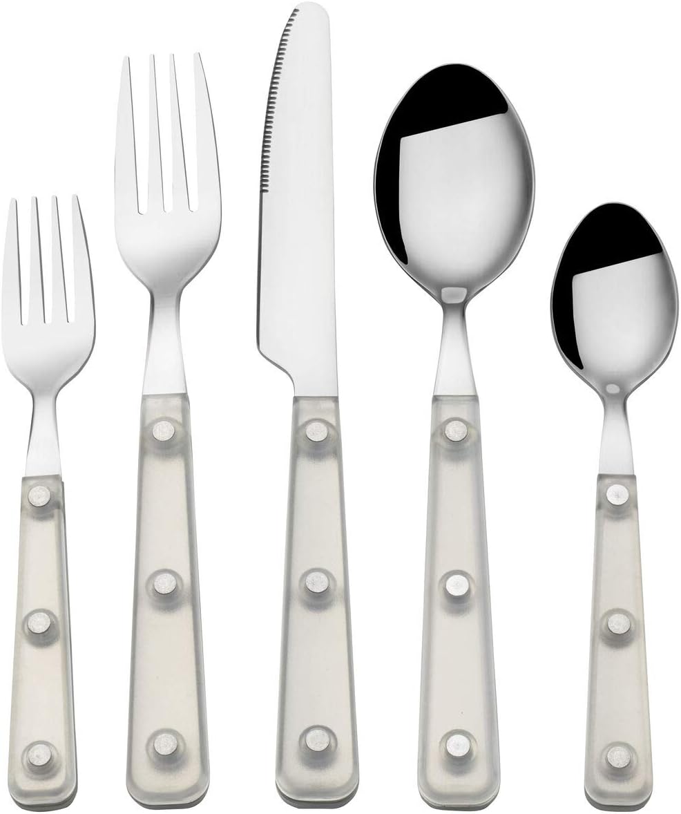Mikasa Living Clear Translucent 18/0 Stainless Steel 20-Piece Flatware Set, Service For 4, Clear