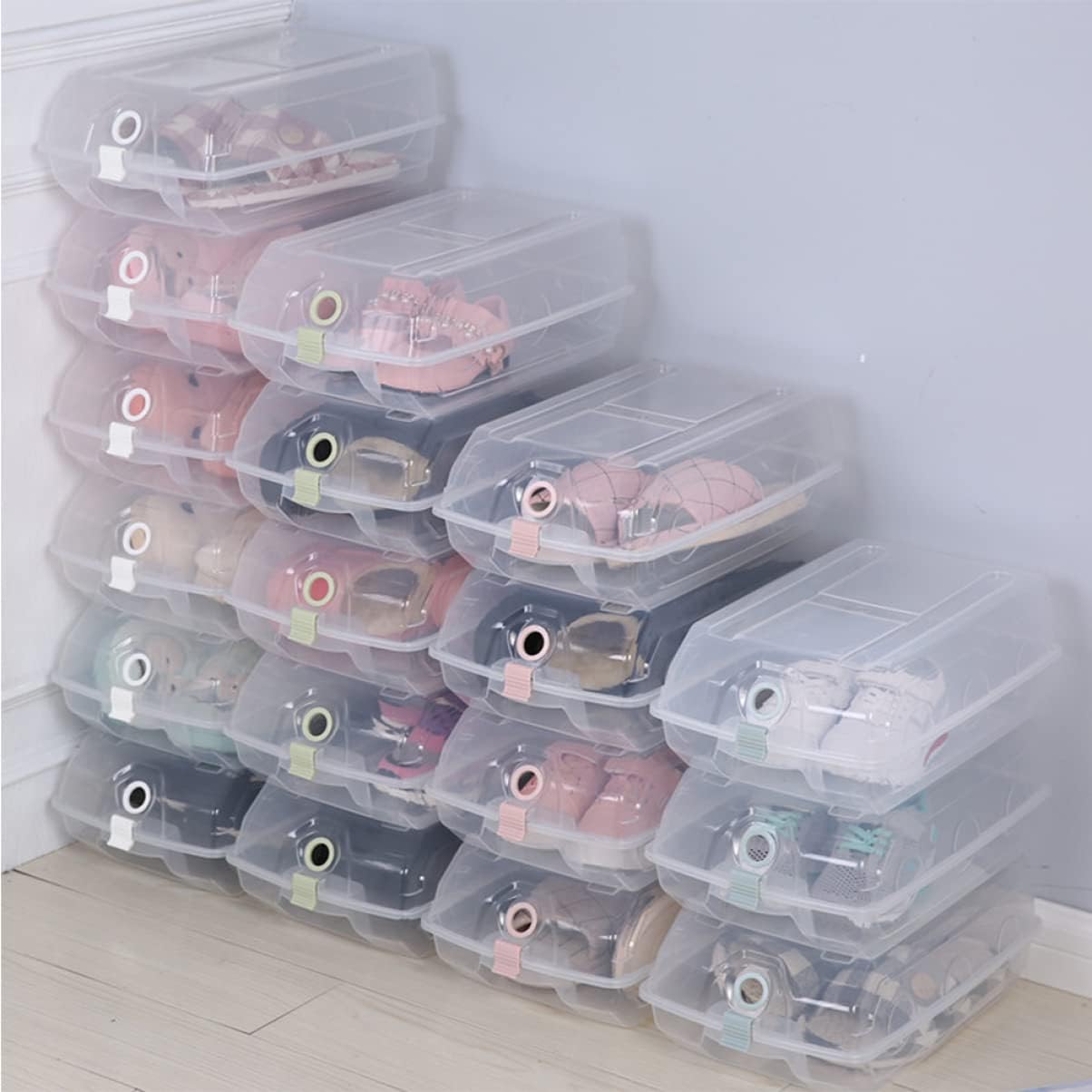 OUNONA 2pcs Plastic Shoes Storage Box Thicken Shoes Organizer for Men Women Stacking Racks Style