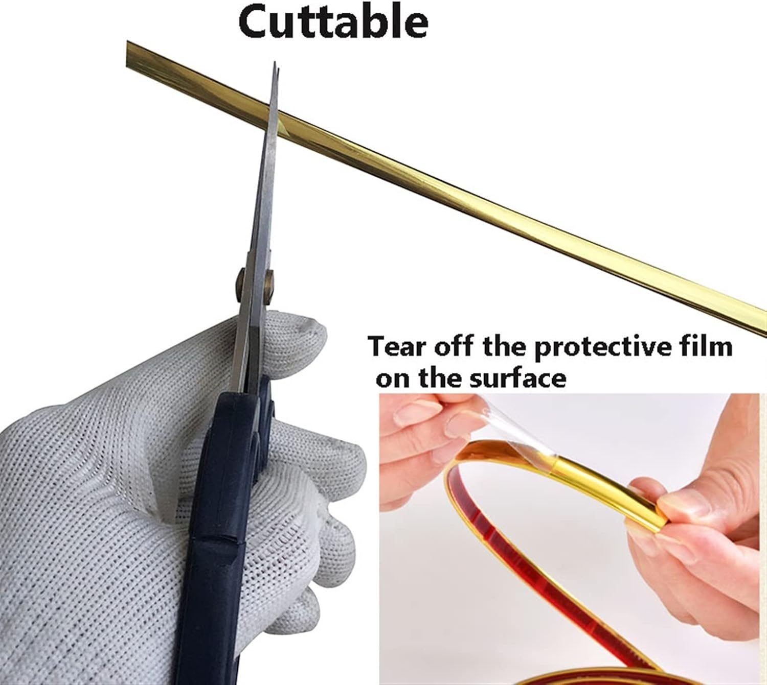 196inch Self Adhesive Automotive Car Exterior and Interior Molding Trim Glossy Gold Car Scratchproof Tape Car Side Body Trim Strip Car Decorative Strip for Car/Truck Door Window Side ( Size : 40mm(1.5