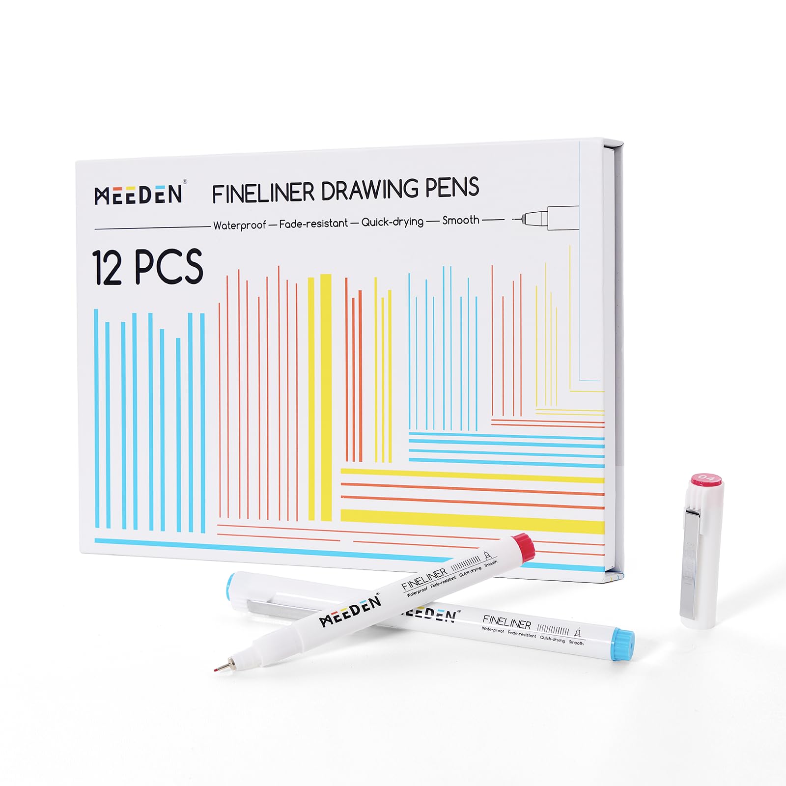 MEEDEN Micro Fineliner Drawing Pens: 12-Color Fine Liner Pen Set, 0.4mm Waterproof Archival Ink for Technical Drawing, Coloring, Journaling, Manga and Illustration