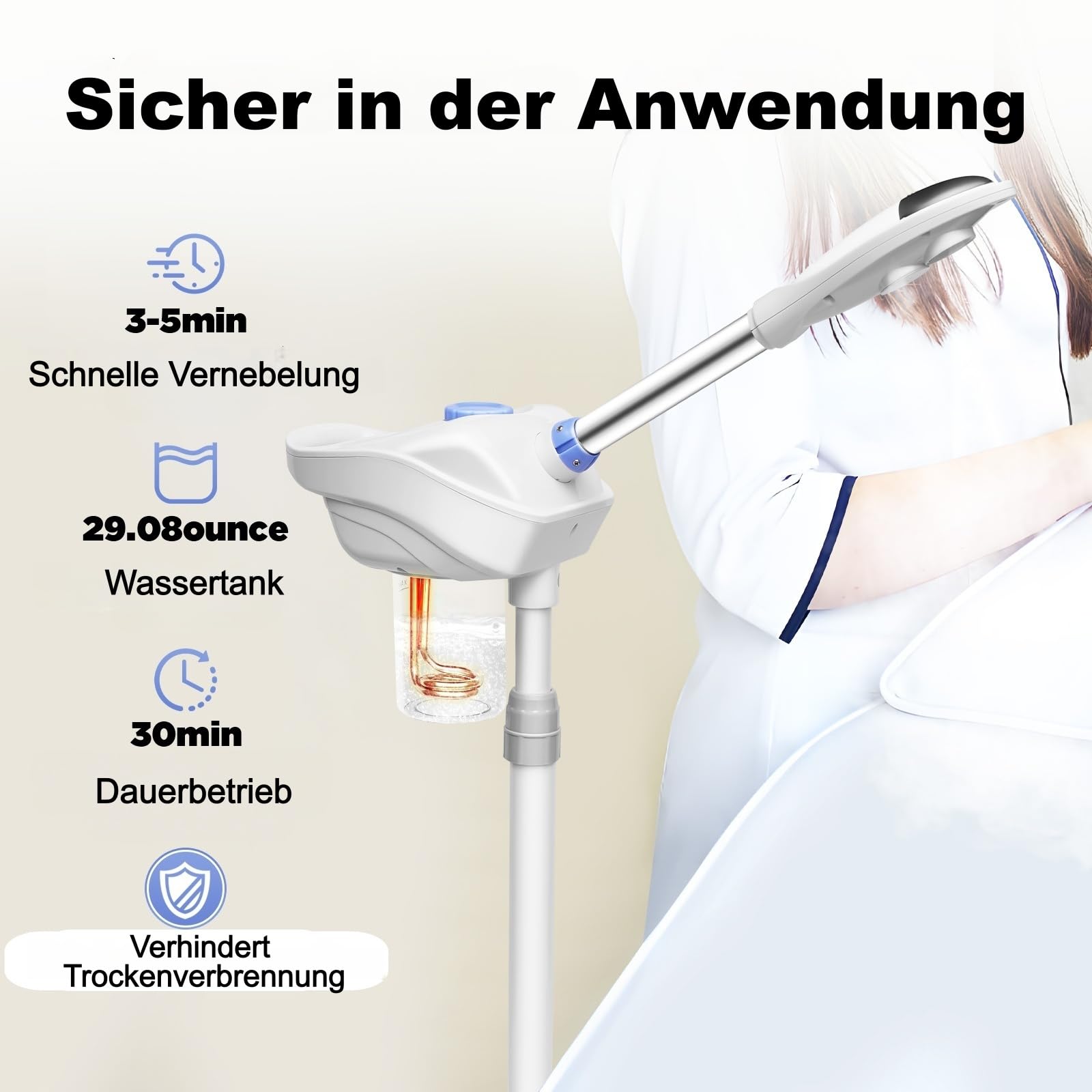 Ozon-Gesichtsdampfer, Dampfmaschine Face Steamer Facial Multifunktions mit 360° Drehbare Düse und Räder, Gesicht Dampfgerät Professionelle mit 860ml Wassertank für Salon und Zuhause