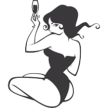 Retro Sexy Pin Up Girl Woman with Alcohol Cartoon Vinyl Decal Sticker 12" Tall