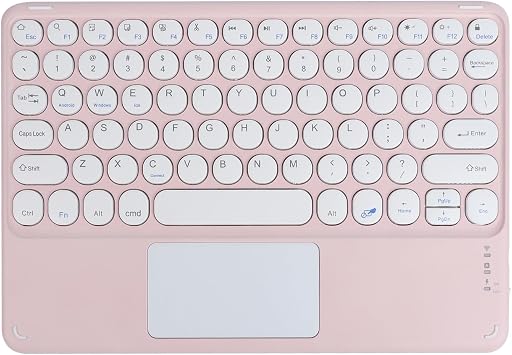 Wireless Bluetooth Keyboard with Touchpad 10inch Portable Rechargeable Slim Keyboard for iPad Pro/iPad Air/iPad 9.7/iPad 10.2/iPad mini and Other iOS Android Windows DevicesPink