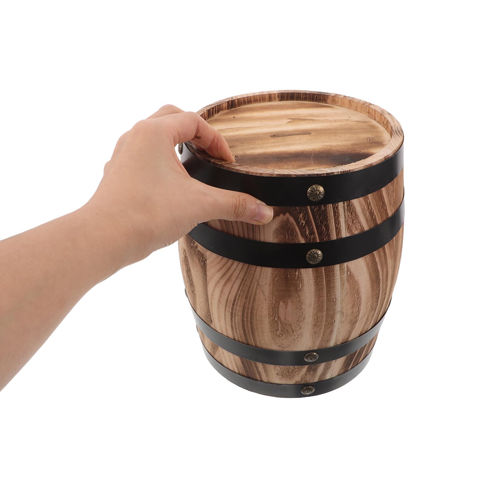SUPVOX Tirelire Tonneau en Chêne Tirelire Rustique en Bois pour Enfants Boîte De Rangement Décorative pour Bureau Salon Chambre d'enfant Noël Et Fêtes
