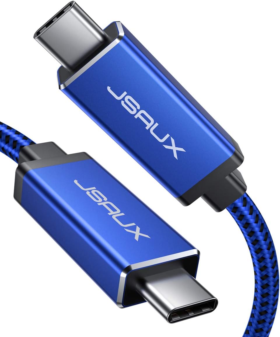 JSAUX Thunderbolt 3 Cable TB3 3.3ft/40Gbps/5K(USB-C to USB-C), 40Gbps Data Transfer/ 100W 5A Charging/ 5K@60Hz Type-C Compatible with External SSD, eGpu, USB-C Docking Station, Dell -Blue