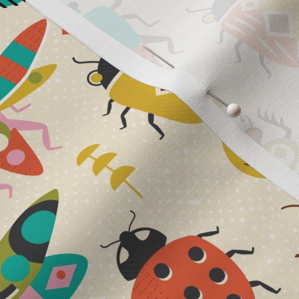 Spoonflower Fabric - Vintage Butterfly Nature Retro Dragonfly Insects Midcentury Printed on Petal Signature Cotton Fabric by the Yard - Sewing Quilting Apparel Crafts Decor