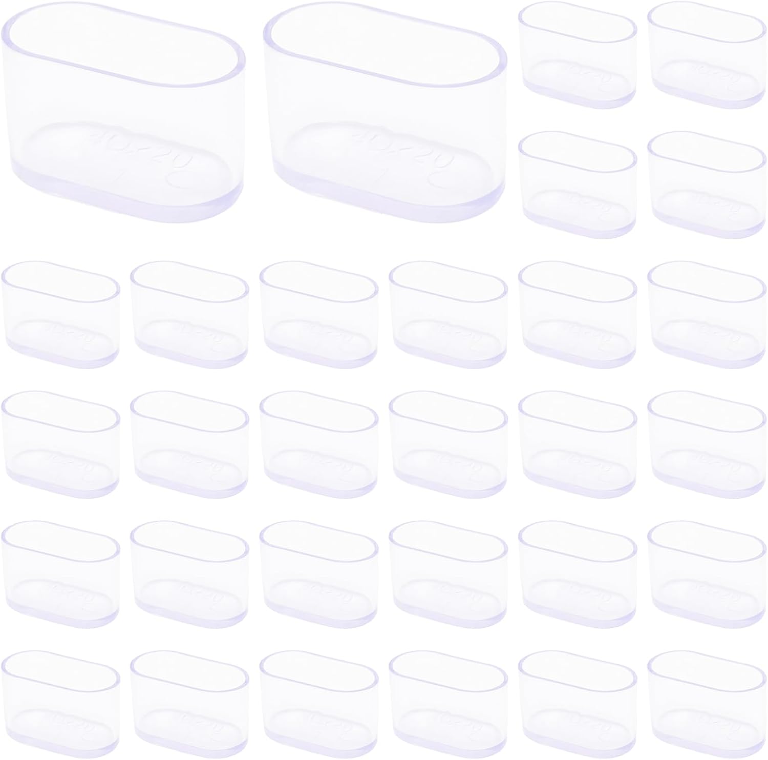 30Pcs Clear 20mm x 40mm / 4/5" x 1-3/5" Oval Chair Leg Caps