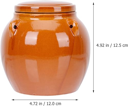 Miniatura 7 de Vaguelly Contenedor de cereales de cerámica de 1 litro, recipiente de fermentación Kimchi con tapa hermética, tarro de vino para preparar, tarro de