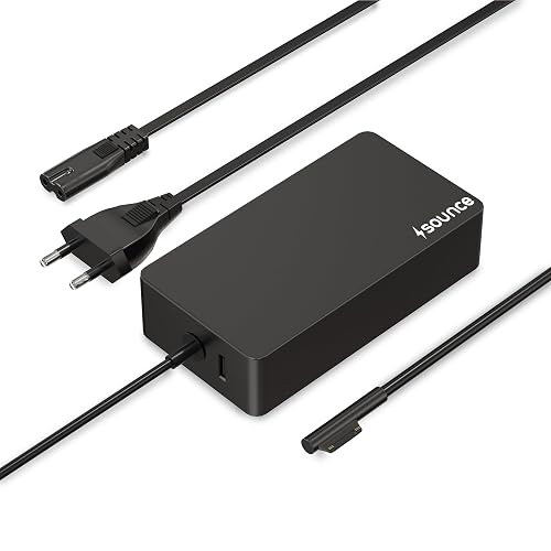 Sounce 65W Surface Pro Charger Adapter Compatible with Microsoft Surface Pro 10 9 8 7 6 5 4 3 X Surface Laptop Book Go Studio Fast Charging Power Supply with USB Port Safe Reliable Performance (Black)