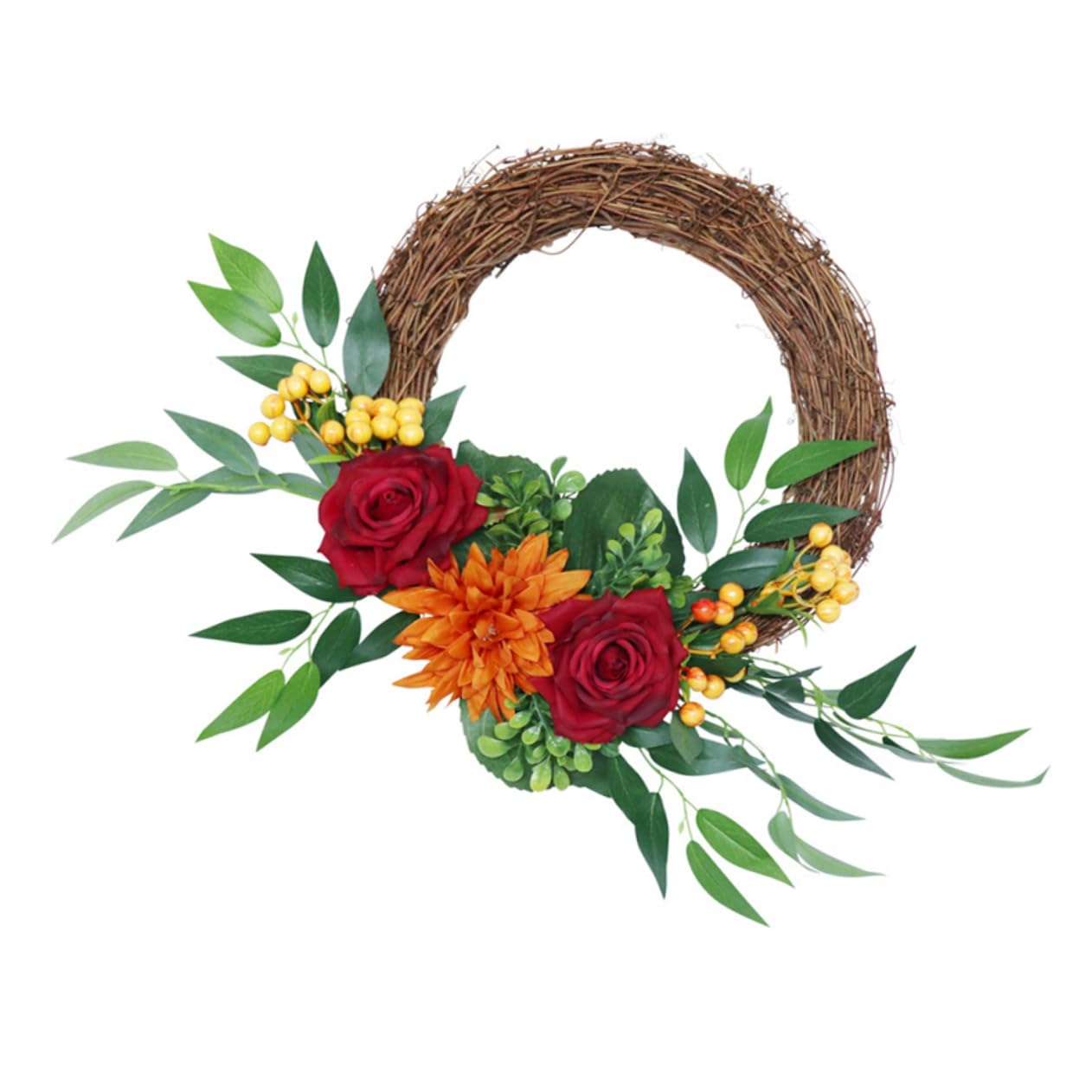 Couronne de Noël extérieure intérieure décoration murale suspendue feuilles vertes