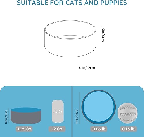 Miniatura 9 de SPUNKYJUNKY Cuenco de cerámica de 13.5 onzas para perros y gatos, moderno y lindo cuenco de agua con peso para repuesto negro (paquete de 1)