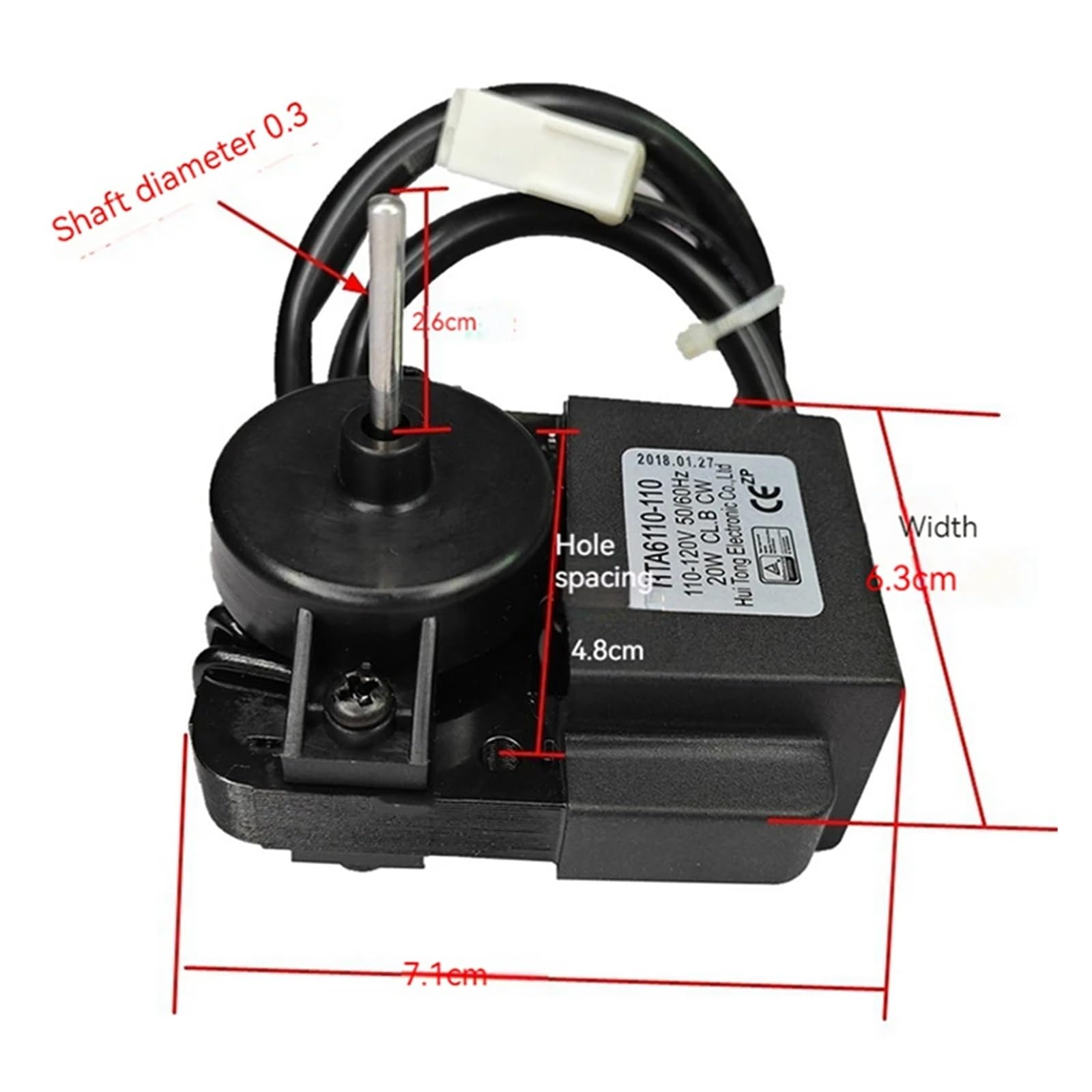 Universal 110V-120V Kühlschrank-Lüftermotor HTA6110-110 Gefrierschrank/Kühlschrank abgeschirmter Asynchronmotor 20W