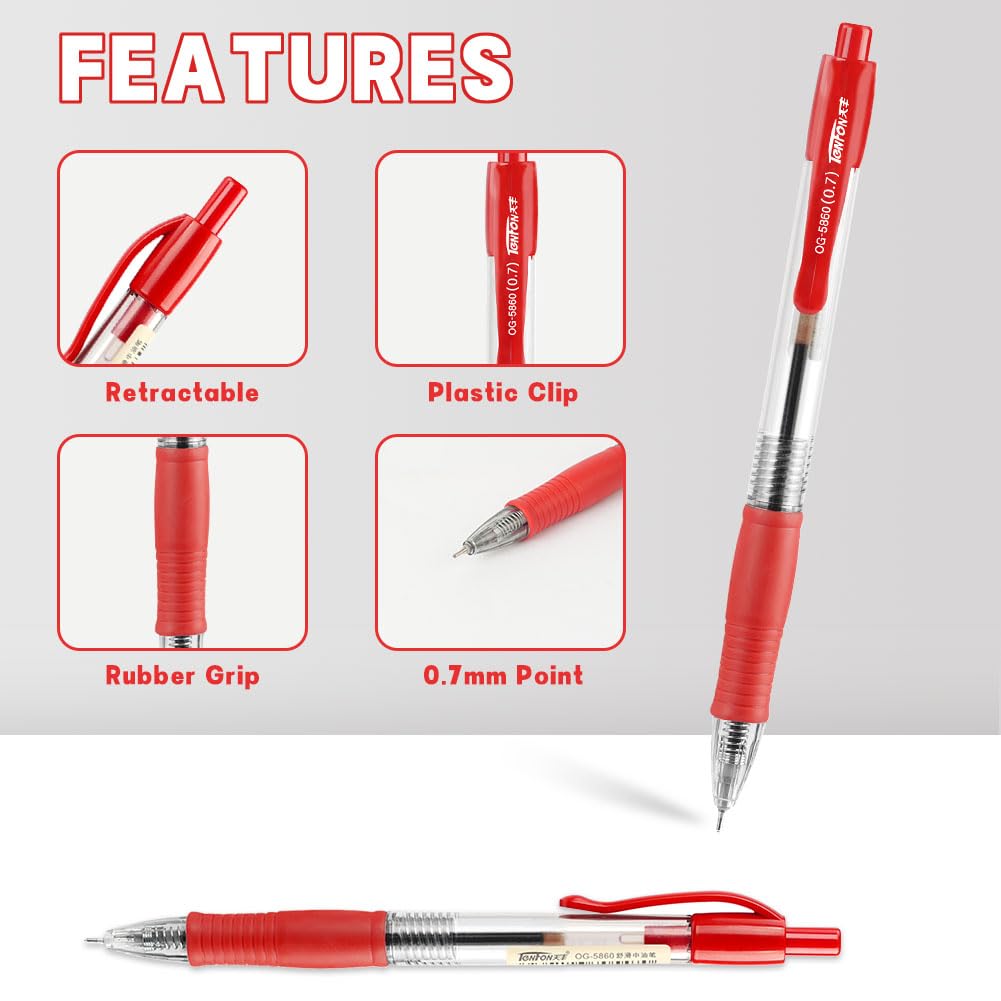 OFFCUP Ballpoint Pens, 12pcs Retractable Rollerball Pens - Image 3