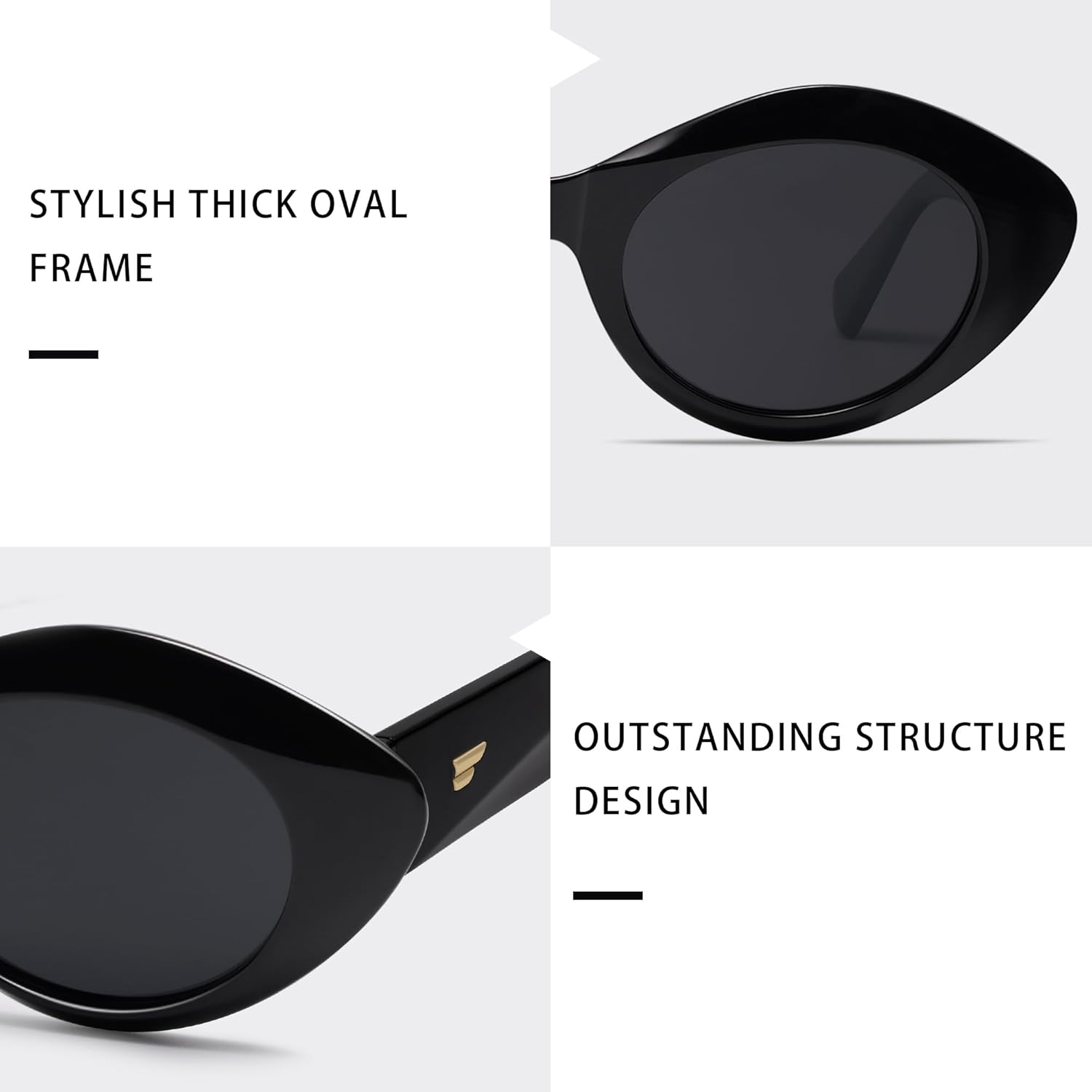 VANLINKER Polarized Trendy Thick Oval Round Sunglasses for Women Retro Shades VL9825 - Image 4