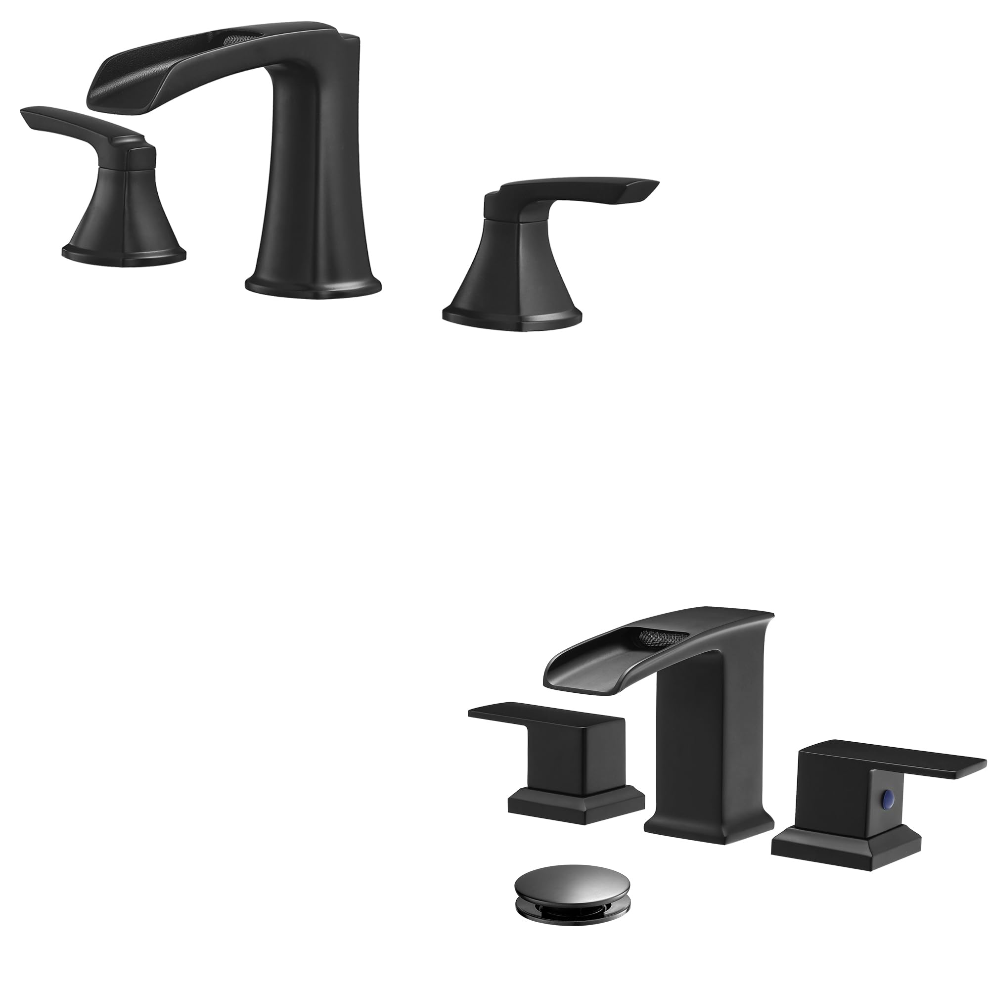 Hcfyauis Black Roman Waterfall Bathtub Faucets, Brass High Flow Bathtub Faucet 3 Hole 6-16 Inch, Waterfall Bathroom Faucet, Brass Widespread Faucet Bathroom, 4-8 Inch Bathroom Sink Faucet 3 Hole