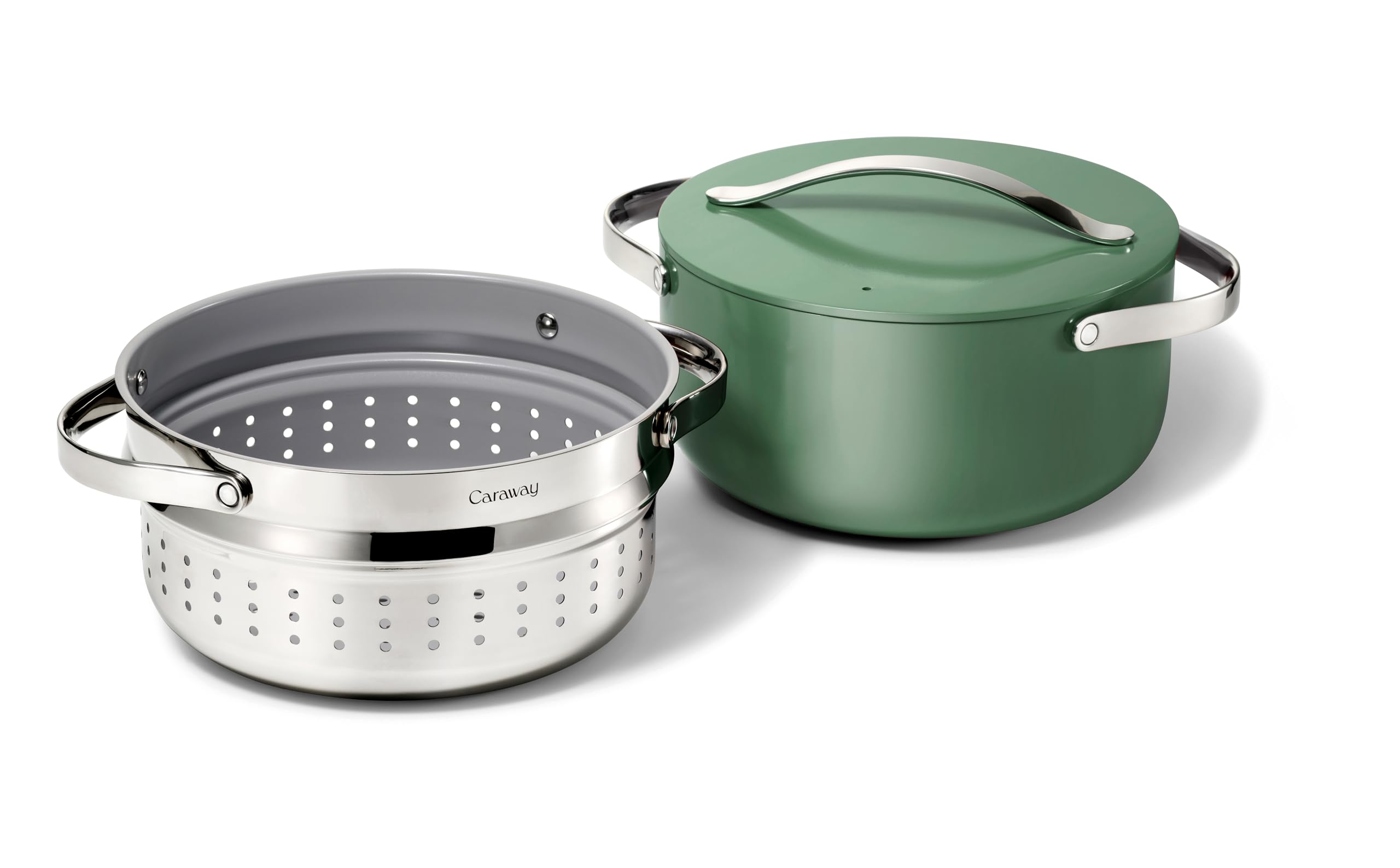 Caraway Nonstick Ceramic Dutch Oven Pot with Lid & Steamer (6.5 qt, 10.5