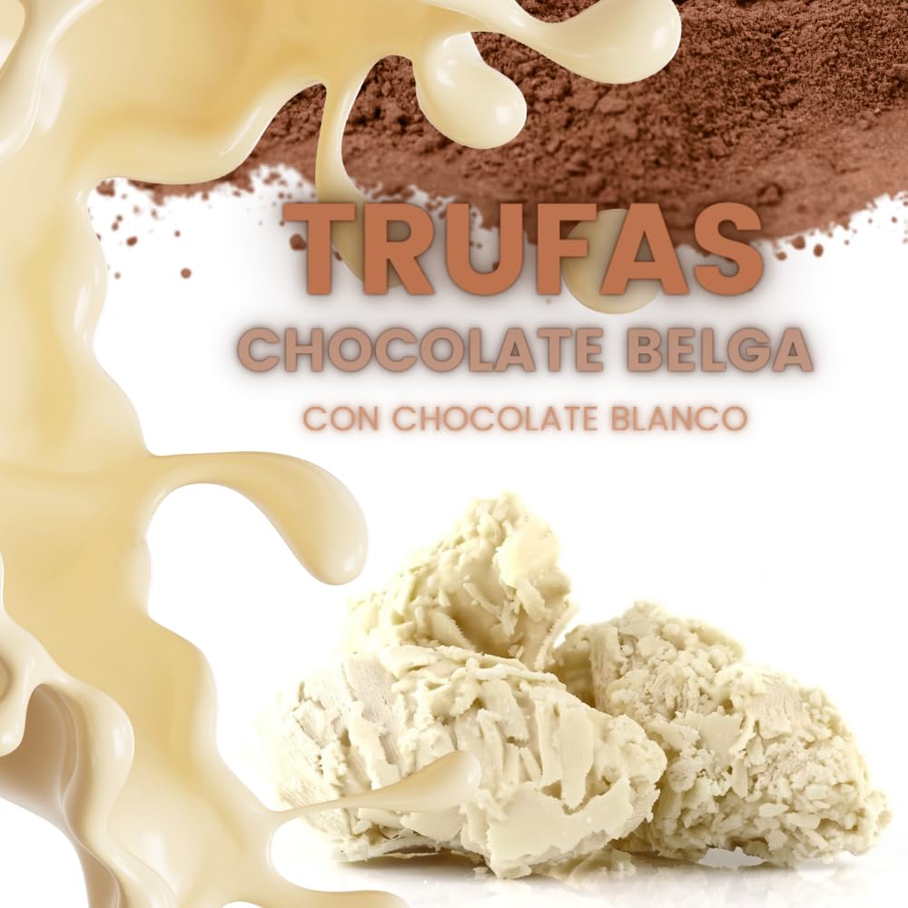 Trufas de Chocolate Belga Cubiertas con Escamas de Chocolate Blanco, 5 Trufas de Belorado Premium, Trufas Magicas con Rocas de Chocolate, Pack de Bombones para Regalar de Origen Belga de CHAMBALL